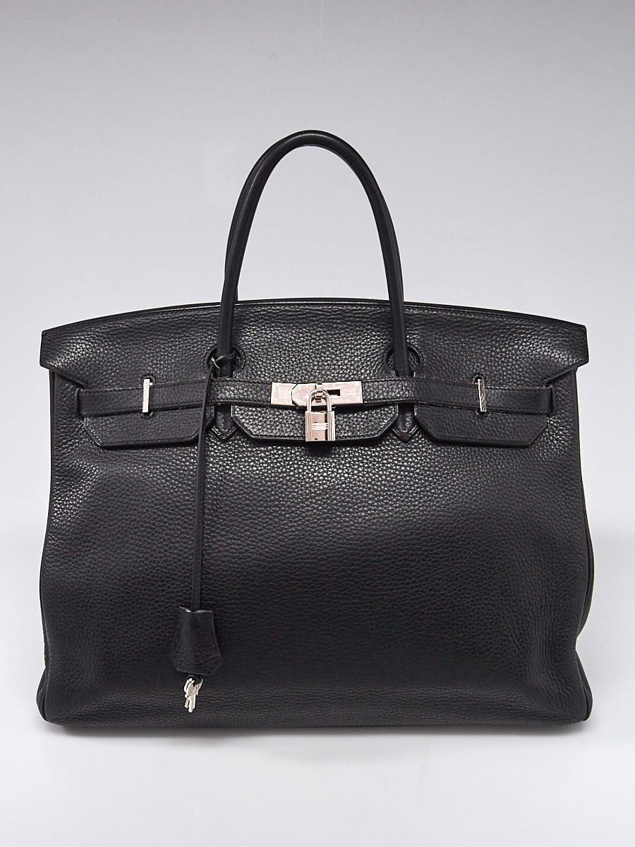 Hermes 40cm Black Clemence Leather Palladium Plated Birkin Bag - Yoogi's  Closet