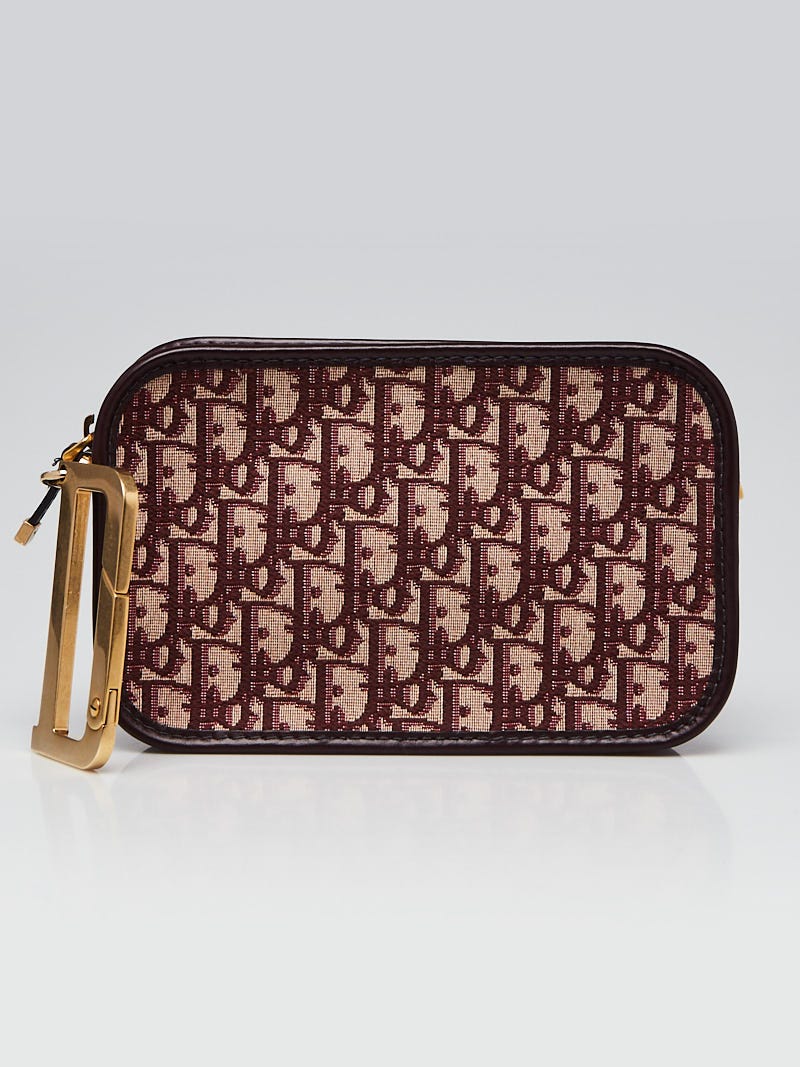 Christian Dior Burgundy Oblique Canvas Diorquake Clutch Bag