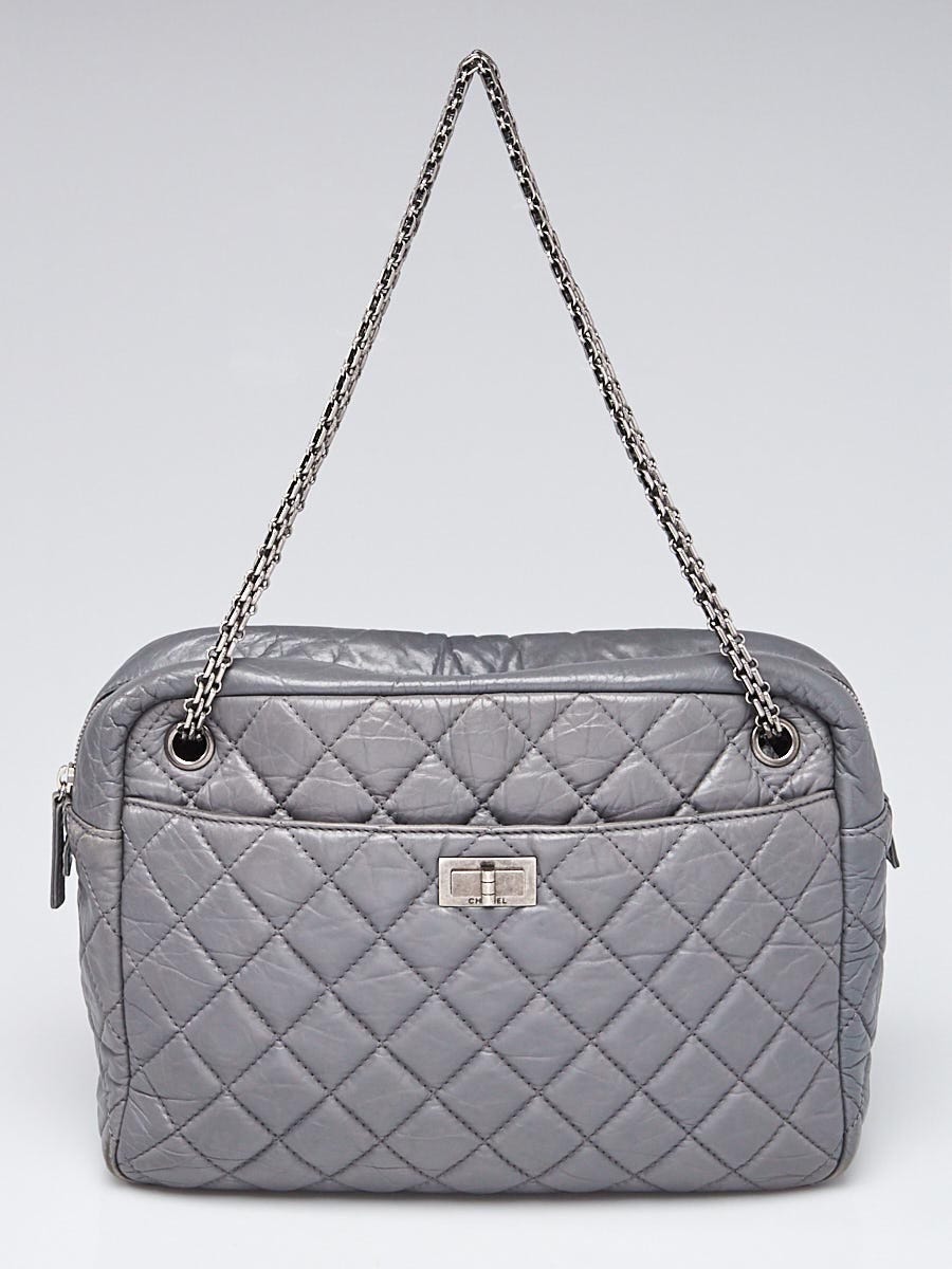 Chanel Grey Quilted Calfskin Leather Large Reissue Camera Case Bag