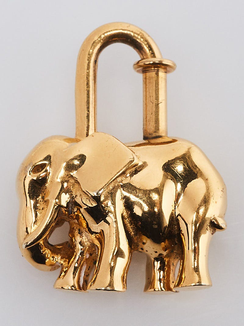 HERMES Limited Edition Hermes Cadena Elephant Bag Charm Gold 1988