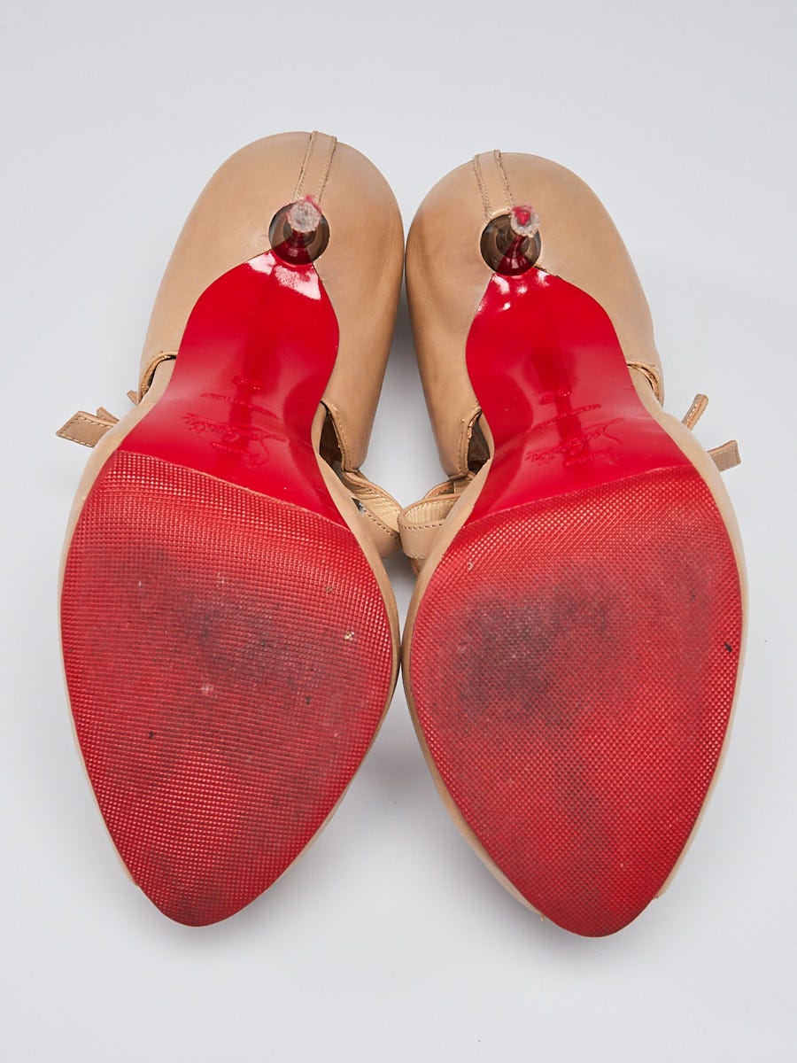 Christian Louboutin Pomice Leather 3 Fibbia 120 Open Toe Heels Size 7.5/38