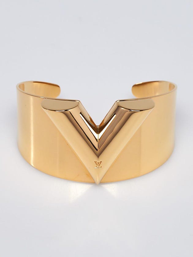 Louis Vuitton Goldtone Metal Essential V Cuff Bracelet