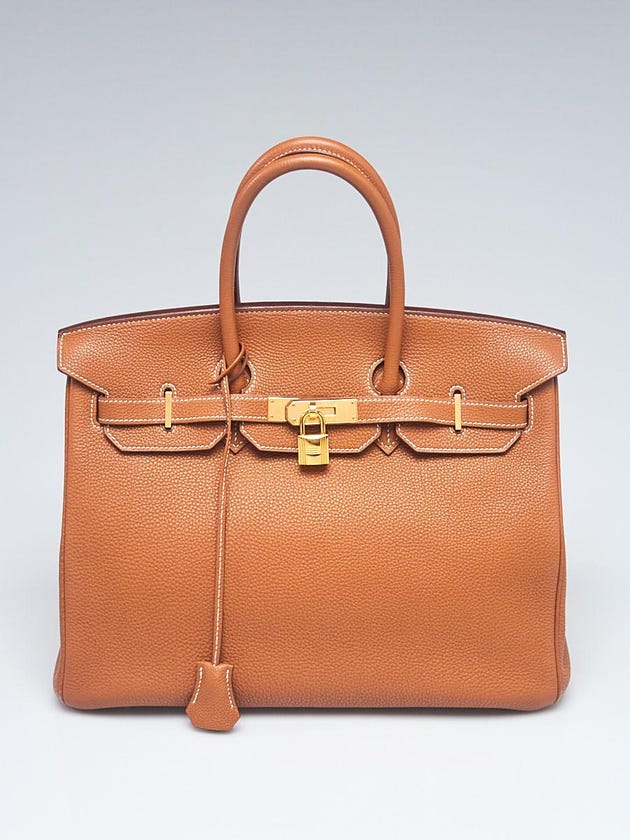 Hermes 35cm Gold Togo Leather Gold Plated Birkin Bag
