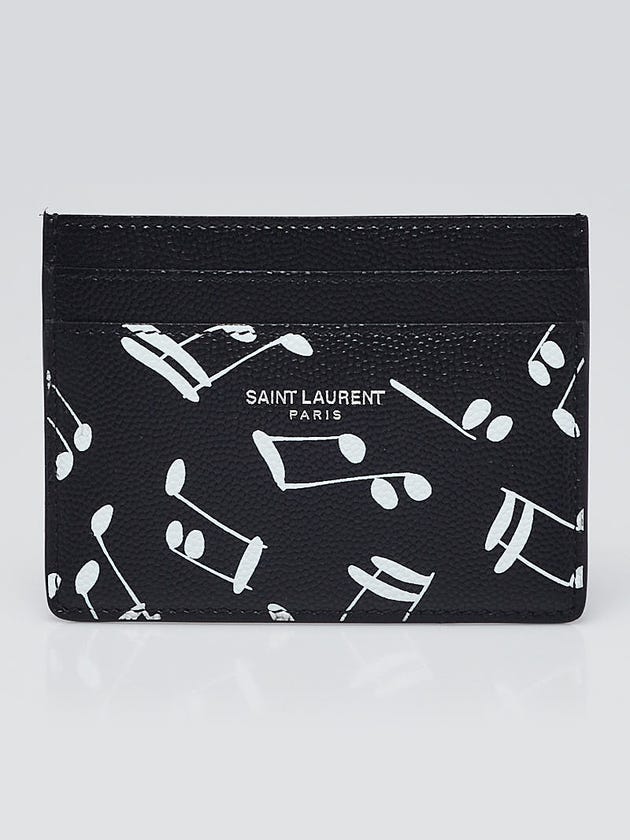 Yves Saint Laurent Black/White Leather Musical Notes Card Holder