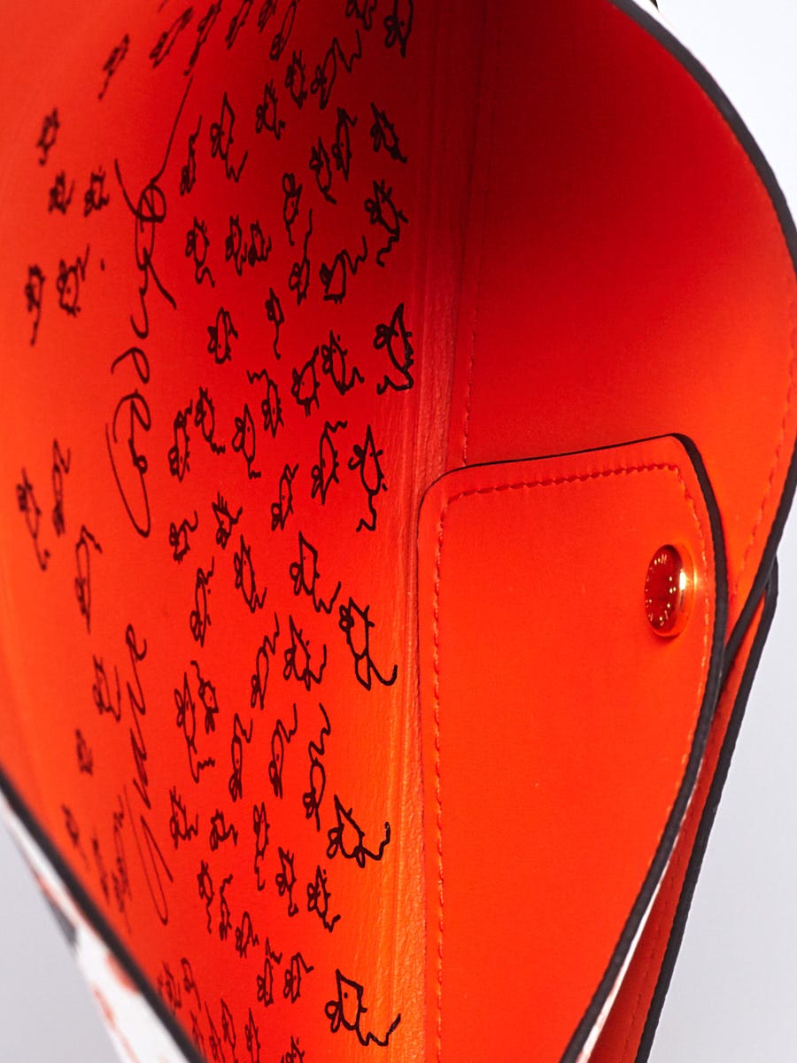 Louis Vuitton Limited Edition Orange/White Catogram Canvas Grace Coddington  Kirigami MM Pouch - Yoogi's Closet