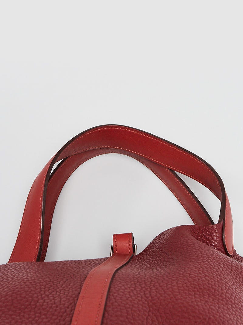 Hermes 22cm Bi-Color Rouge H/Brique Clemence Leather Picotin Lock MM Bag -  Yoogi's Closet