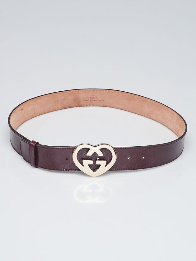 Gucci Bordeaux Guccissima Coated Leather GG Heart Buckle Belt Size 90/36