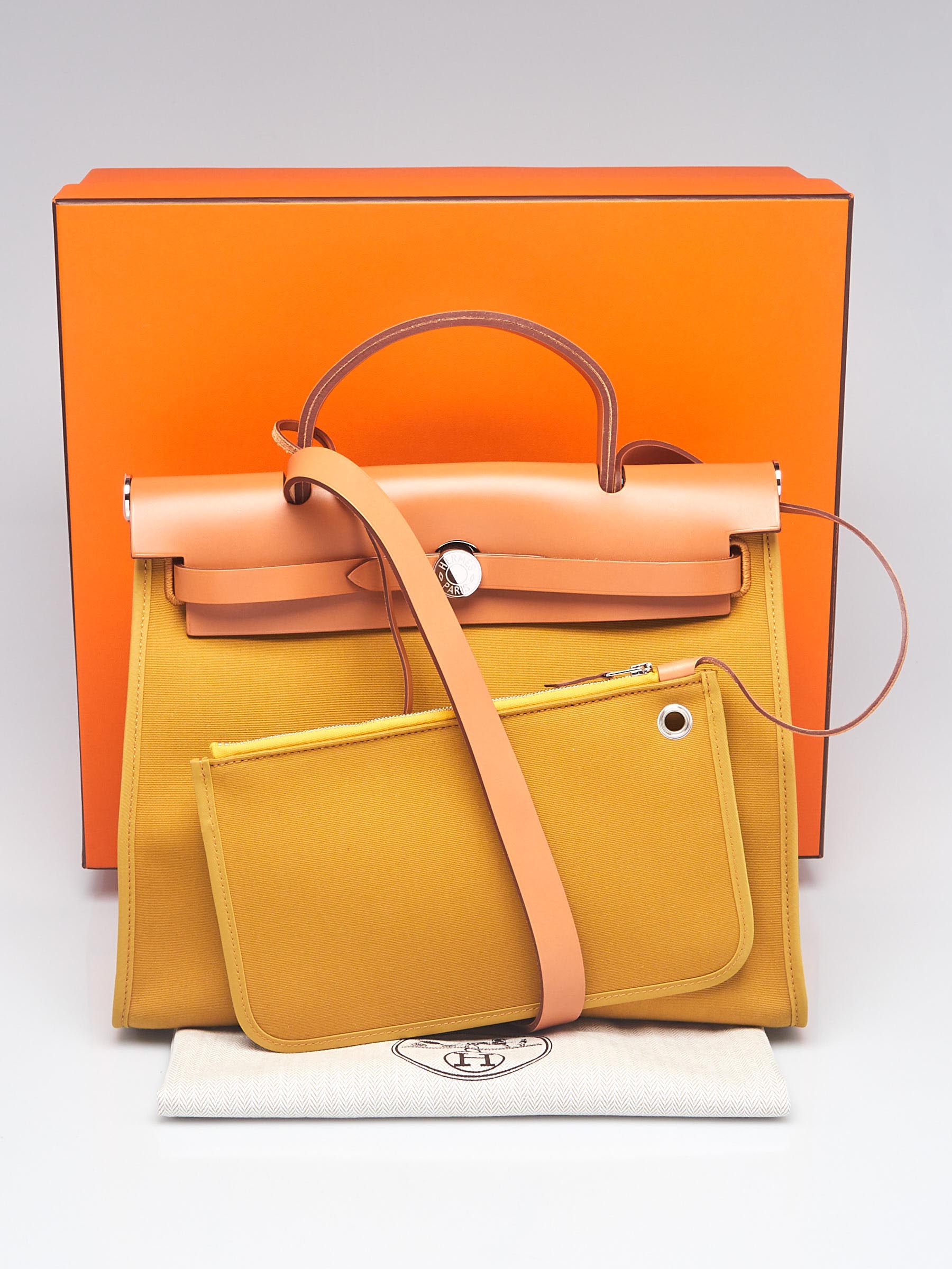 Herbag cloth handbag Hermès Yellow in Cloth - 32261174