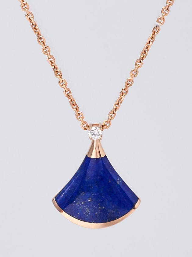 Bvlgari 18k Rose Gold Lapis Lazuli and Diamond Divas' Dream Pendant Necklace