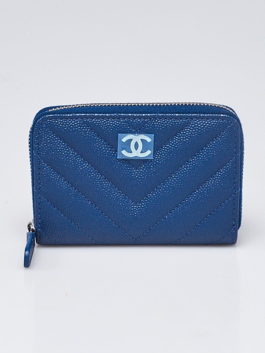 Chanel Blue Quilted Caviar Leather Classic Zipped Coin Purse