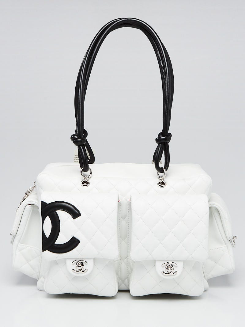 Chanel White Quilted Leather Cambon Ligne Reporter Bag - Yoogi's Closet