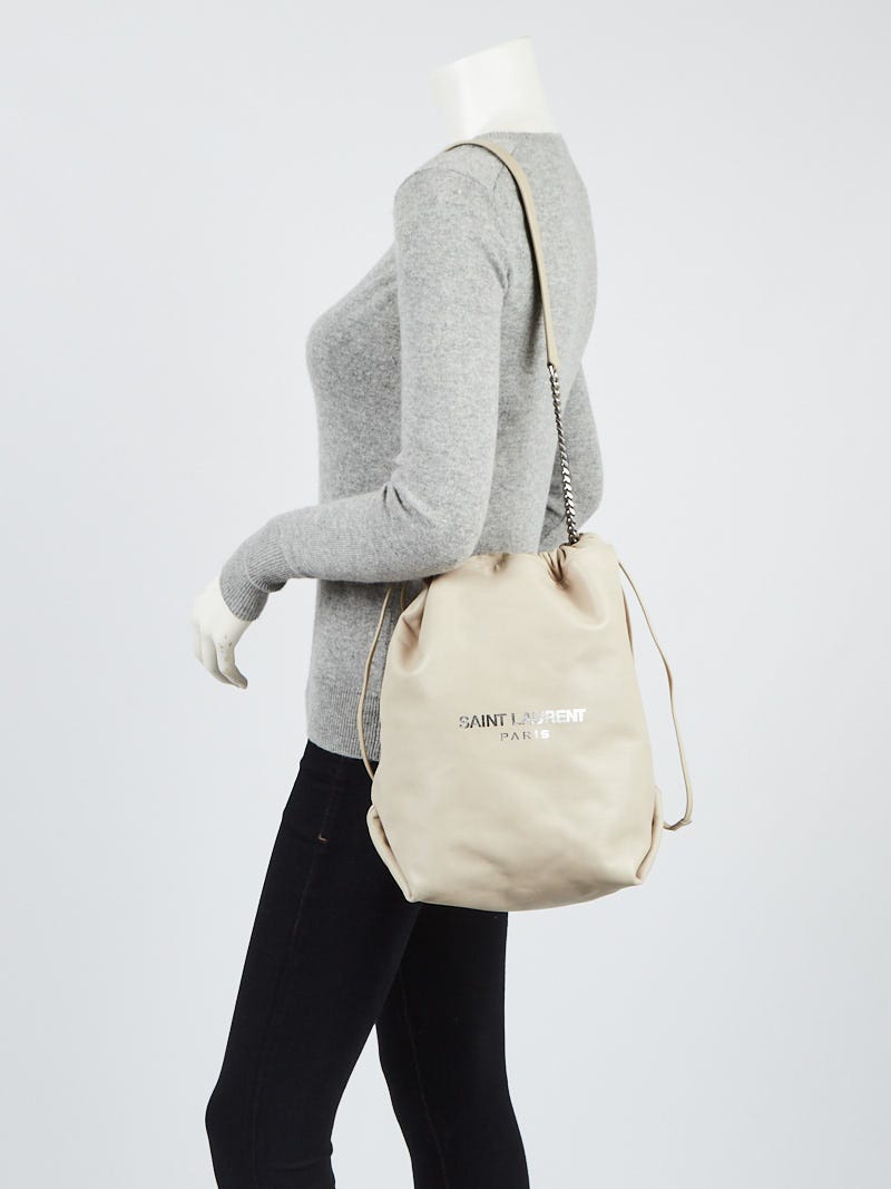 Yves Saint Laurent Grey Lambskin Leather Teddy Bucket Bag