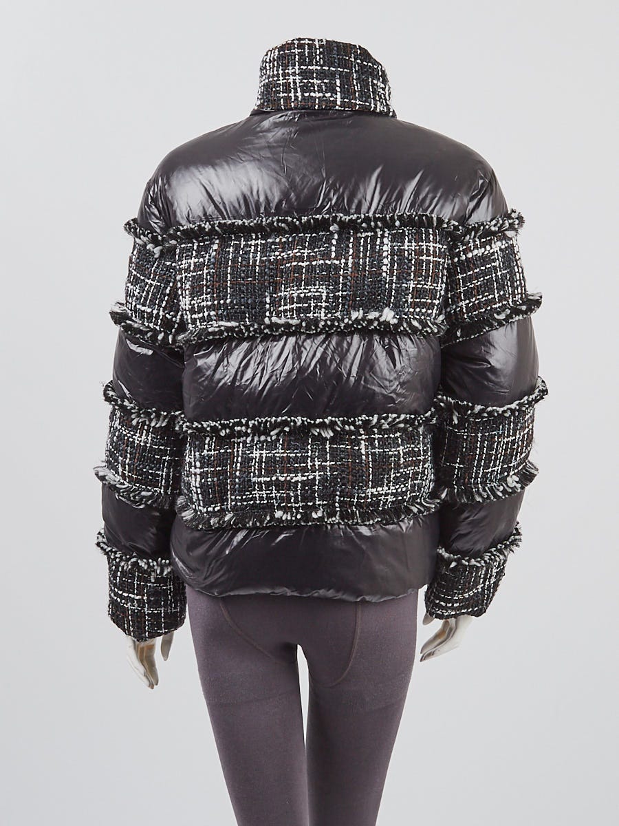 Chanel Black Tweed and Polyamide Down Puffer Jacket size 6/38