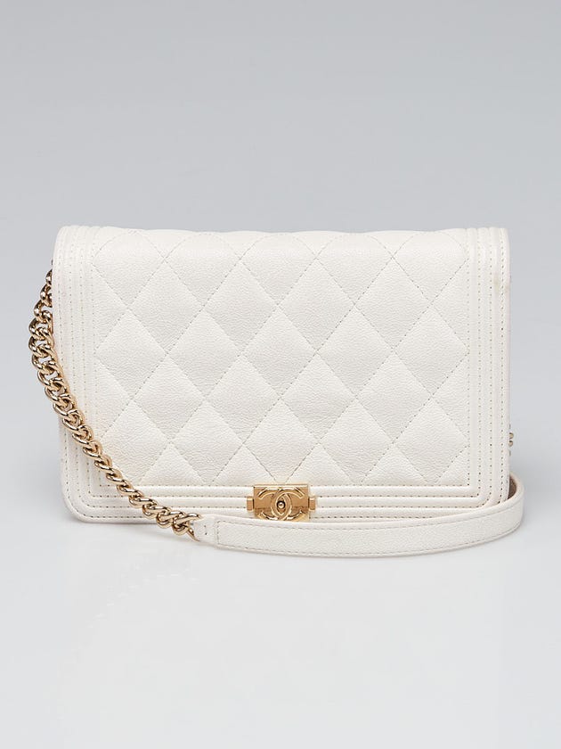 Chanel White Quilted Leather Boy WOC Clutch Bag