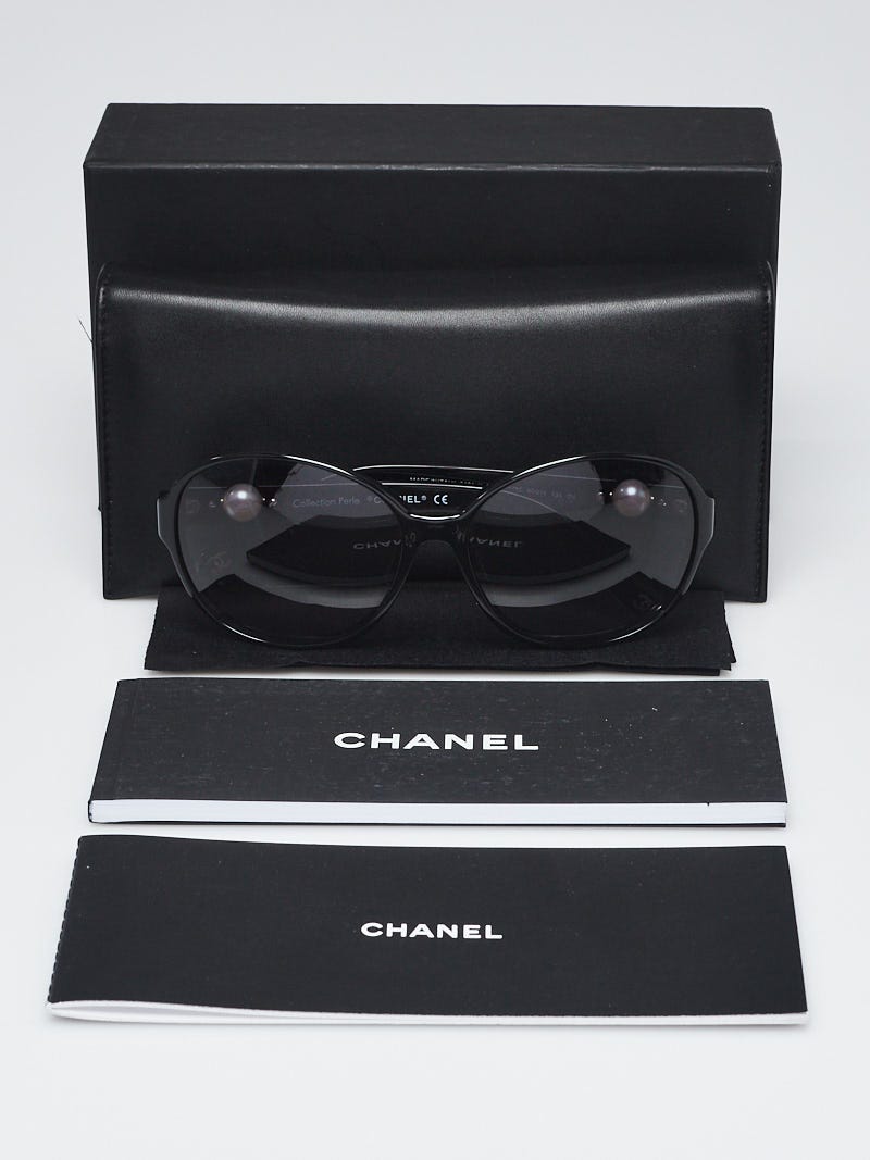 Chanel Black Acetate Frame Gradient Tint Pearl Sunglasses