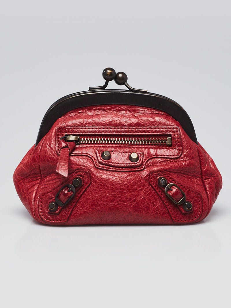 Integrere latin varsel Balenciaga Sang Red Lambskin Leather Classic Click Coin Purse - Yoogi's  Closet