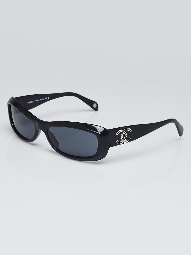 Chanel Black Frame Crystal CC Logo Sunglasses-5095 - Yoogi's