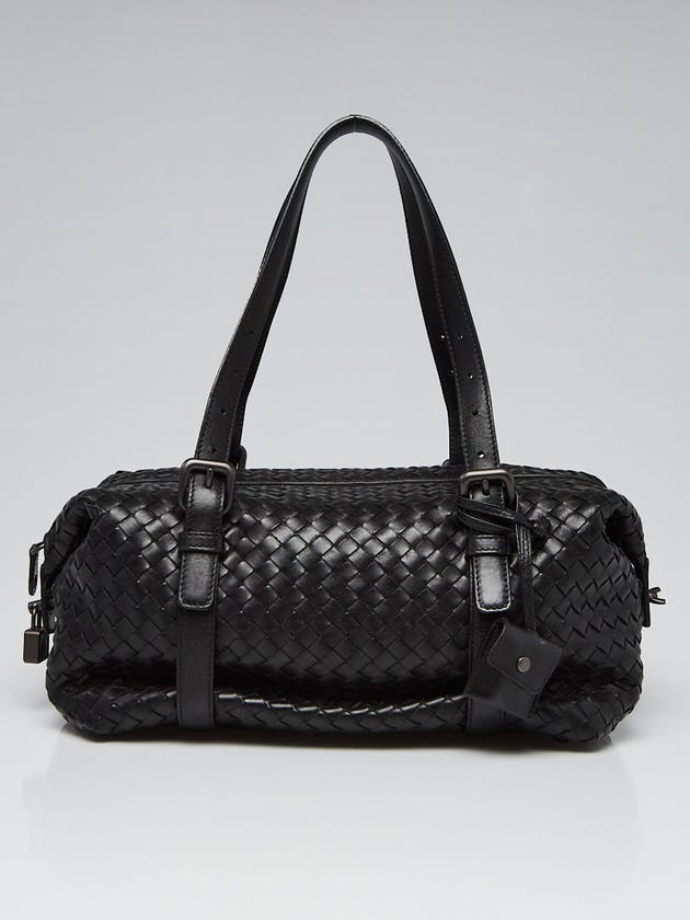 Bottega Veneta Black Intrecciato Woven Nappa Leather Montaigne Satchel Bag