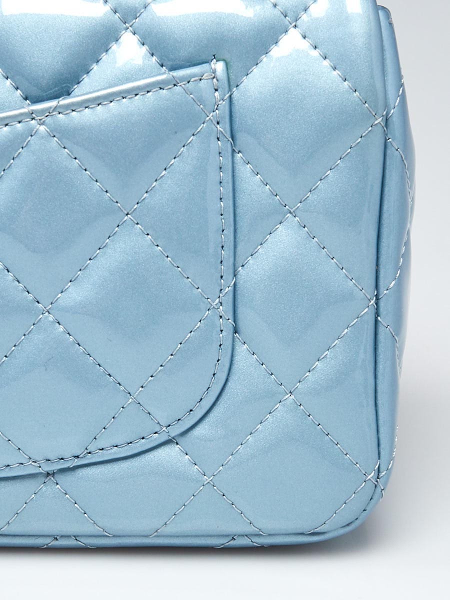 Chanel Light Blue Metallic Patent Leather Classic New Mini Flap Bag - Yoogi's  Closet