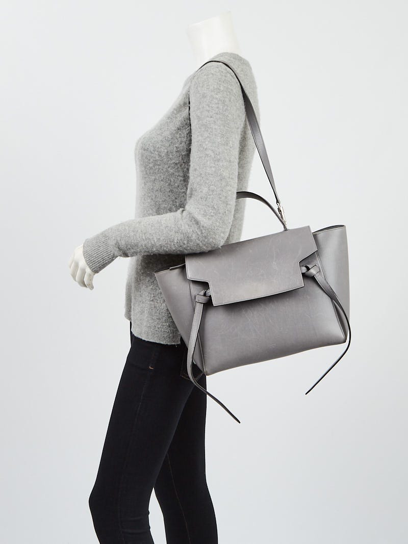 Celine 2021 Leather Phone Pouch - Grey Mini Bags, Handbags