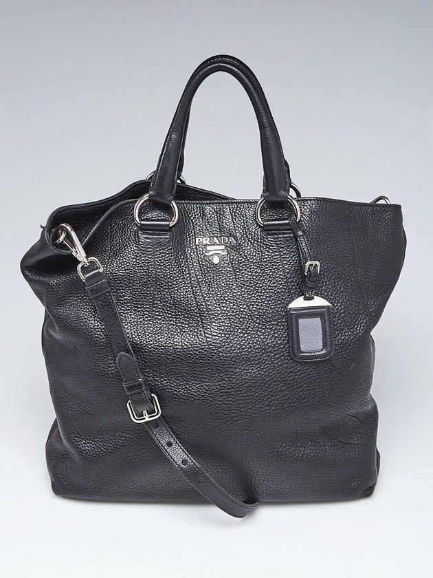 Prada Black Vitello Daino Leather Tote Bag BN1713