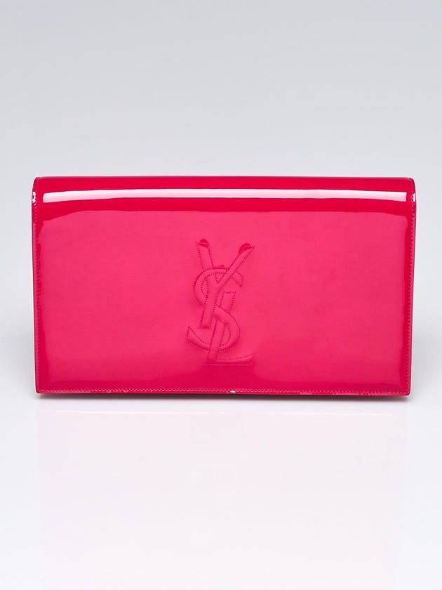 Yves Saint Laurent Pink Patent Leather Large Belle du Jour Clutch Bag