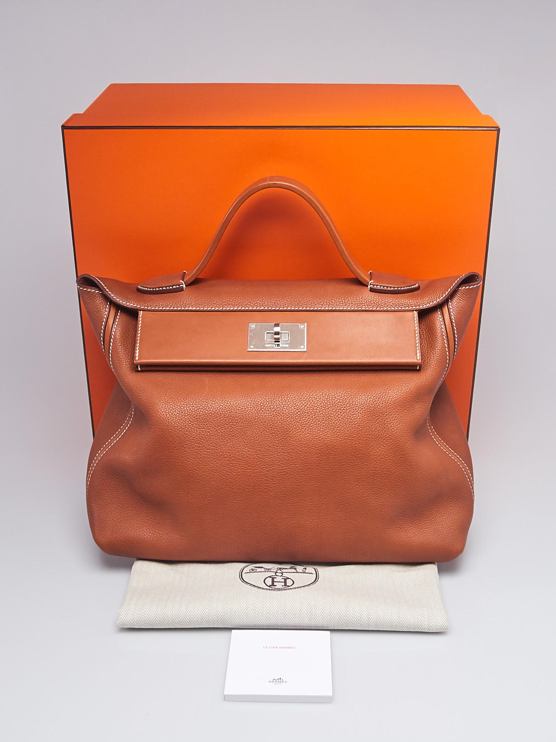 Hermes Birkin Handbag Brown Barenia Faubourg with Palladium Hardware 35  Brown 476621