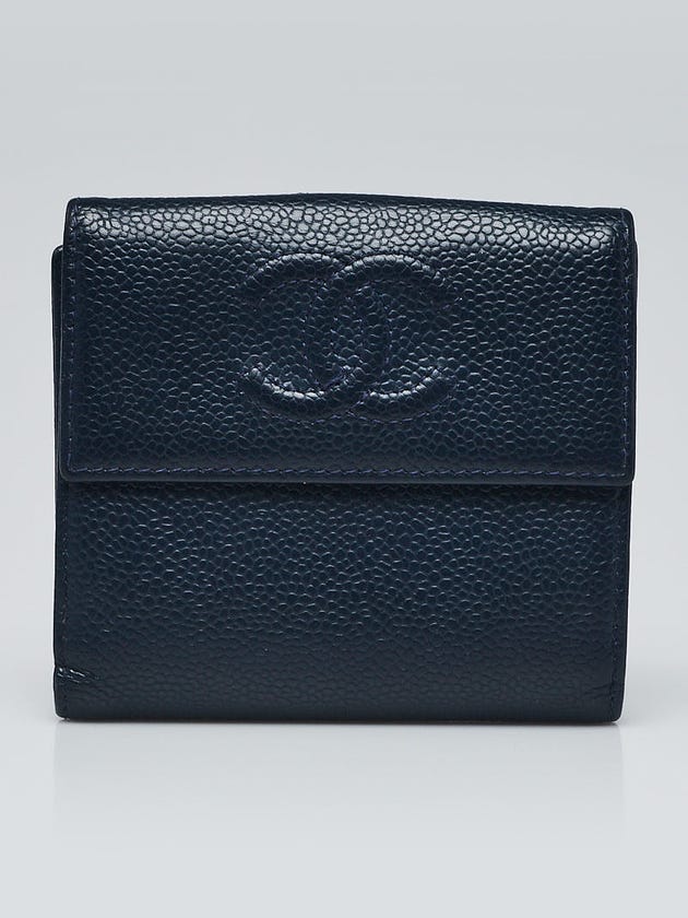 Chanel Blue Caviar Leather CC Compact Wallet