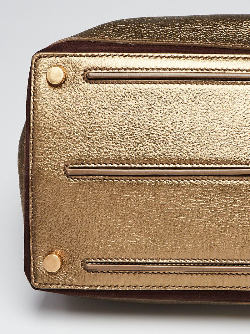 Yves Saint Laurent Metallic Gold Leather Large Muse Two Bag