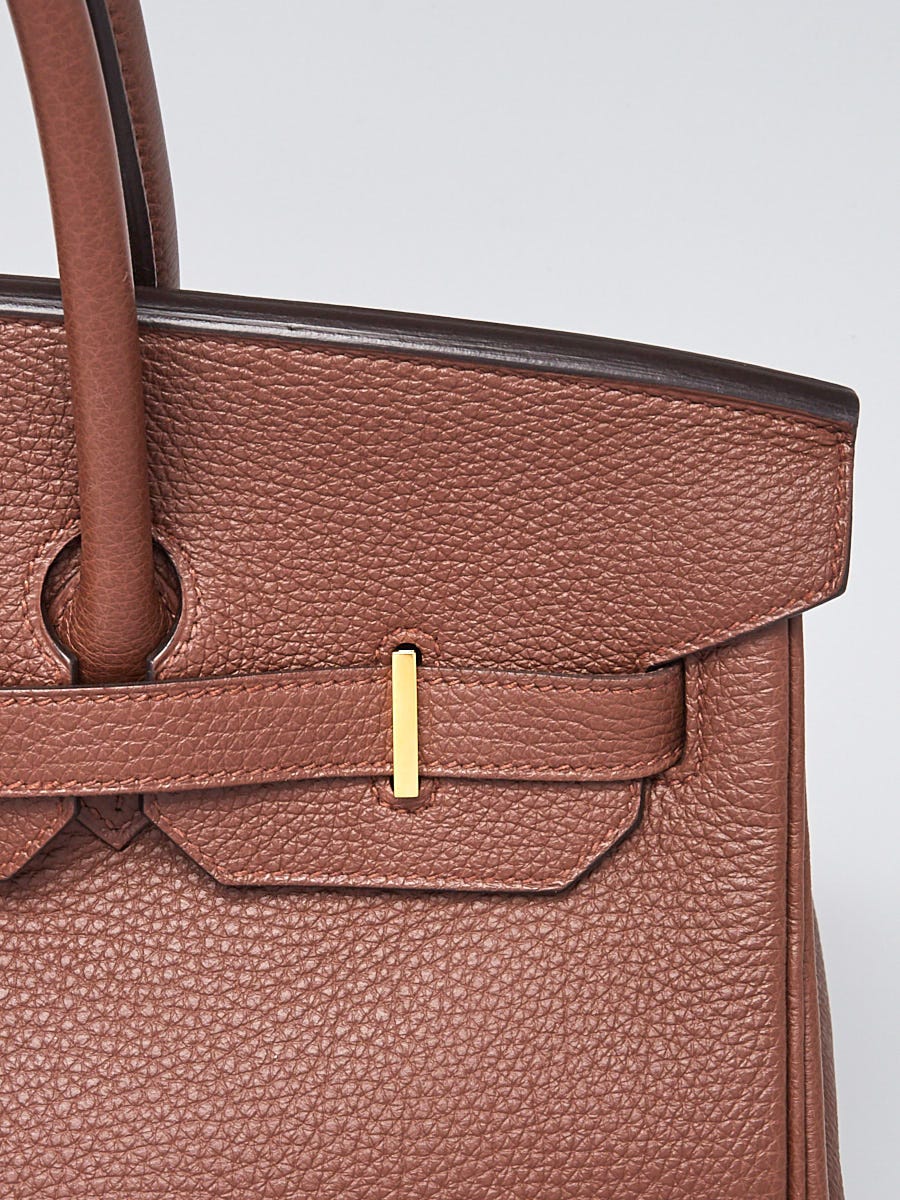 Hermes 35cm Brulee Togo Leather Gold Plated Birkin Bag - Yoogi's Closet