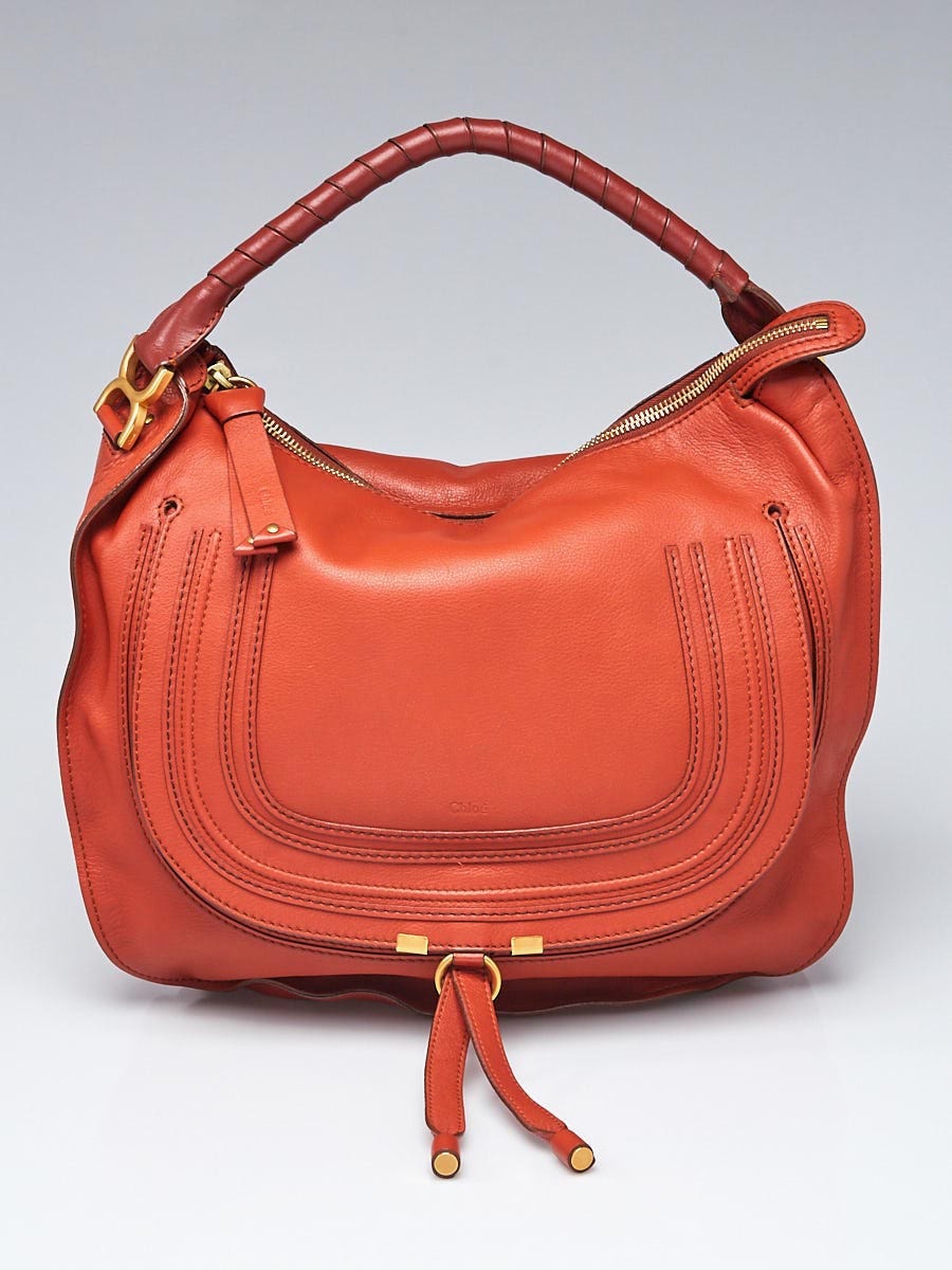 【関税＆送料込み】ChloAC Marcie In Garnet Leather Bags Chloe Garnet Pebbled Leather Large Marcie Hobo Bag | Yoogi's