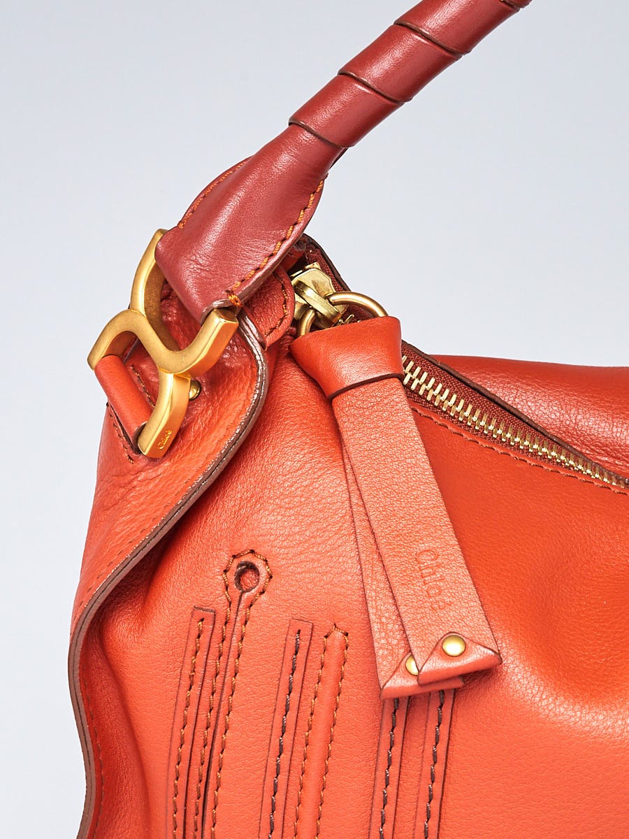 Chloe Orange Leather Large Marcie Hobo Bag | Yoogi's Closet