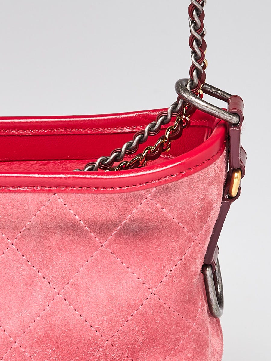 Chanel Gabrielle Hobo Suede Red Pink Medium Handbag Bag at 1stDibs