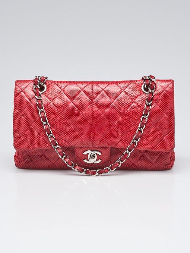 Chanel Fuchsia Quilted Lizard Classic Medium Double Flap Bag
