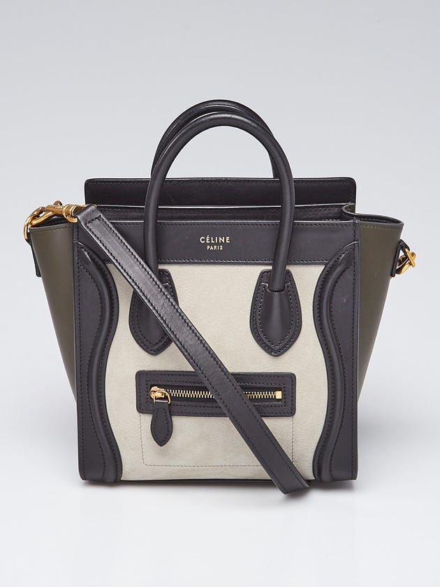 Celine Tri Color Leather/Suede Nano Luggage Bag	