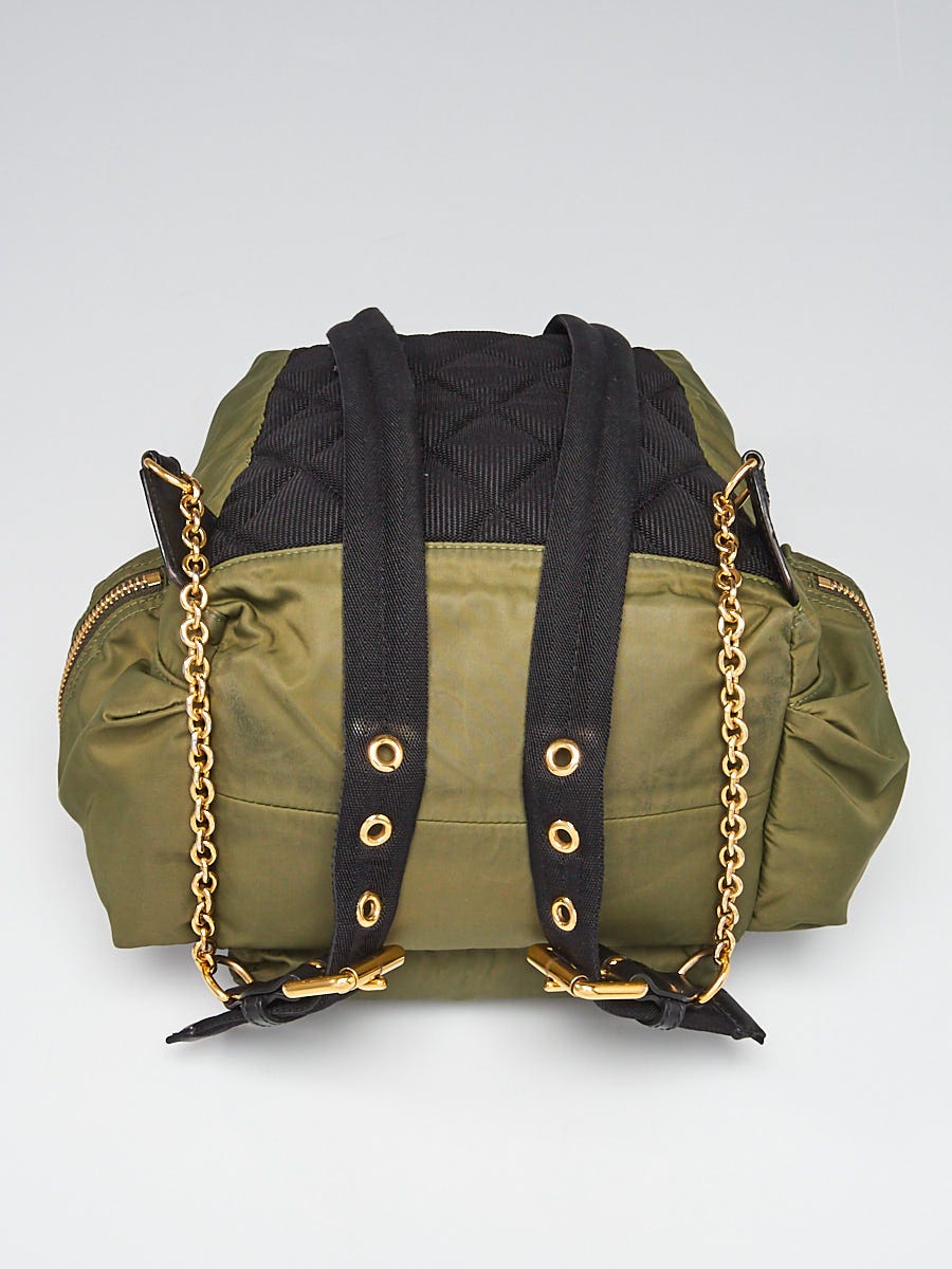 Burberry Green Technical Nylon Medium Rucksack Backpack Bag