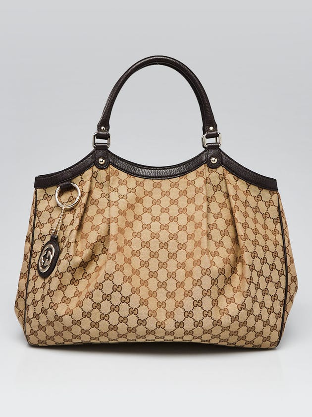 Gucci Beige/Brown GG Canvas Large Sukey Tote Bag