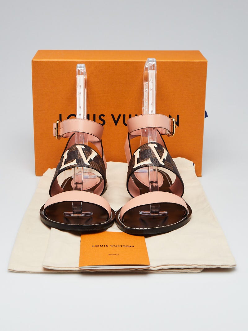 Louis Vuitton Passenger Sandals Ebony Damier Canvas & Pink Leather