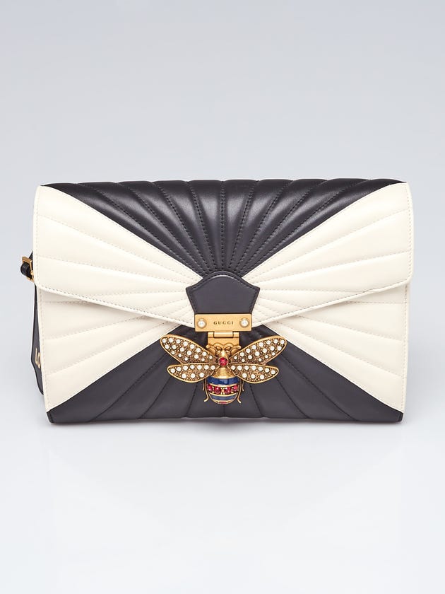 Gucci Black/White Quilted Leather Queen Margaret Clutch Bag