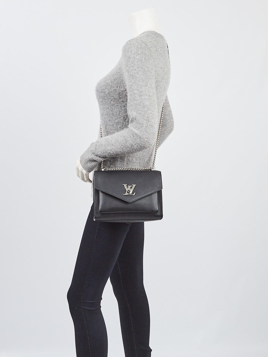 Louis Vuitton Black Leather MyLockMe Chain Pochette Bag - Yoogi's Closet