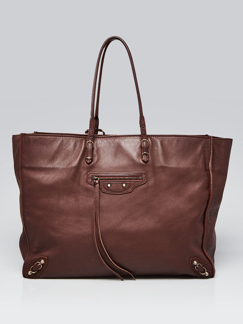Balenciaga Castagna Calfskin Leather Papier A4 Tote Bag