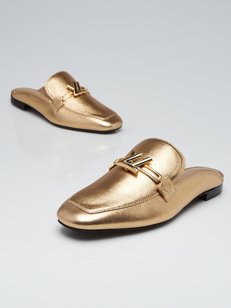 Louis Vuitton Gold Leather Upper Case Slide Loafers Size 7.5/38 - Yoogi's  Closet