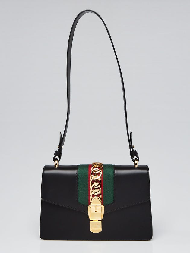 Gucci Black Smooth Calfskin Leather Small Sylvie Shoulder Bag