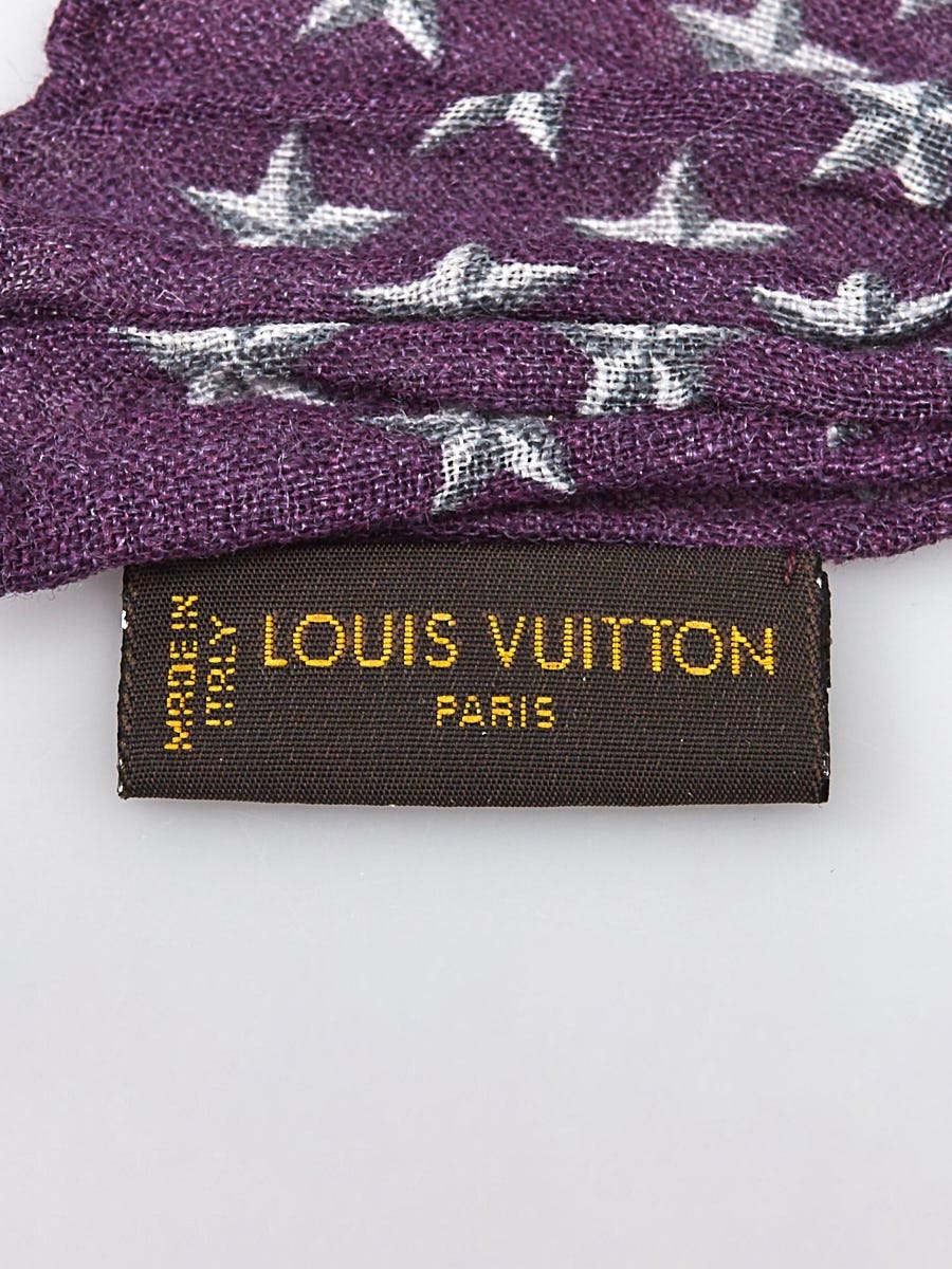 Louis Vuitton Blue/Yellow Monogram Stars Linen/Silk Stole Scarf