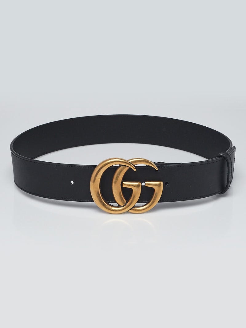 Gucci Black Smooth Leather Double G Belt Size 80/32