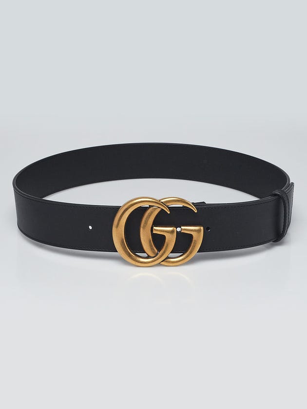 Gucci Black Smooth Leather Double G Belt Size 80/32