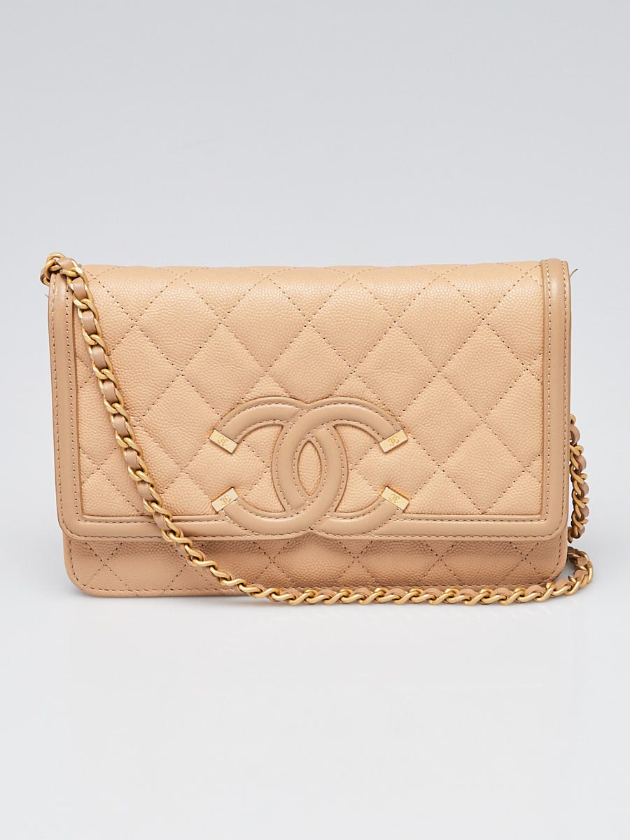 Chanel - Authenticated Clutch Bag - Leather Beige for Women, Good Condition