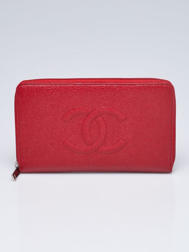 Chanel Red Caviar Leather Timeless Zippy Organizer Wallet