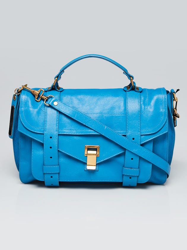 Proenza Schouler Blue Leather Medium PS1 Satchel Bag