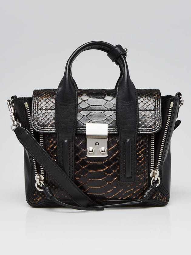 3.1 Phillip Lim Black Snakeskin/Leather Mini Pashli Bag